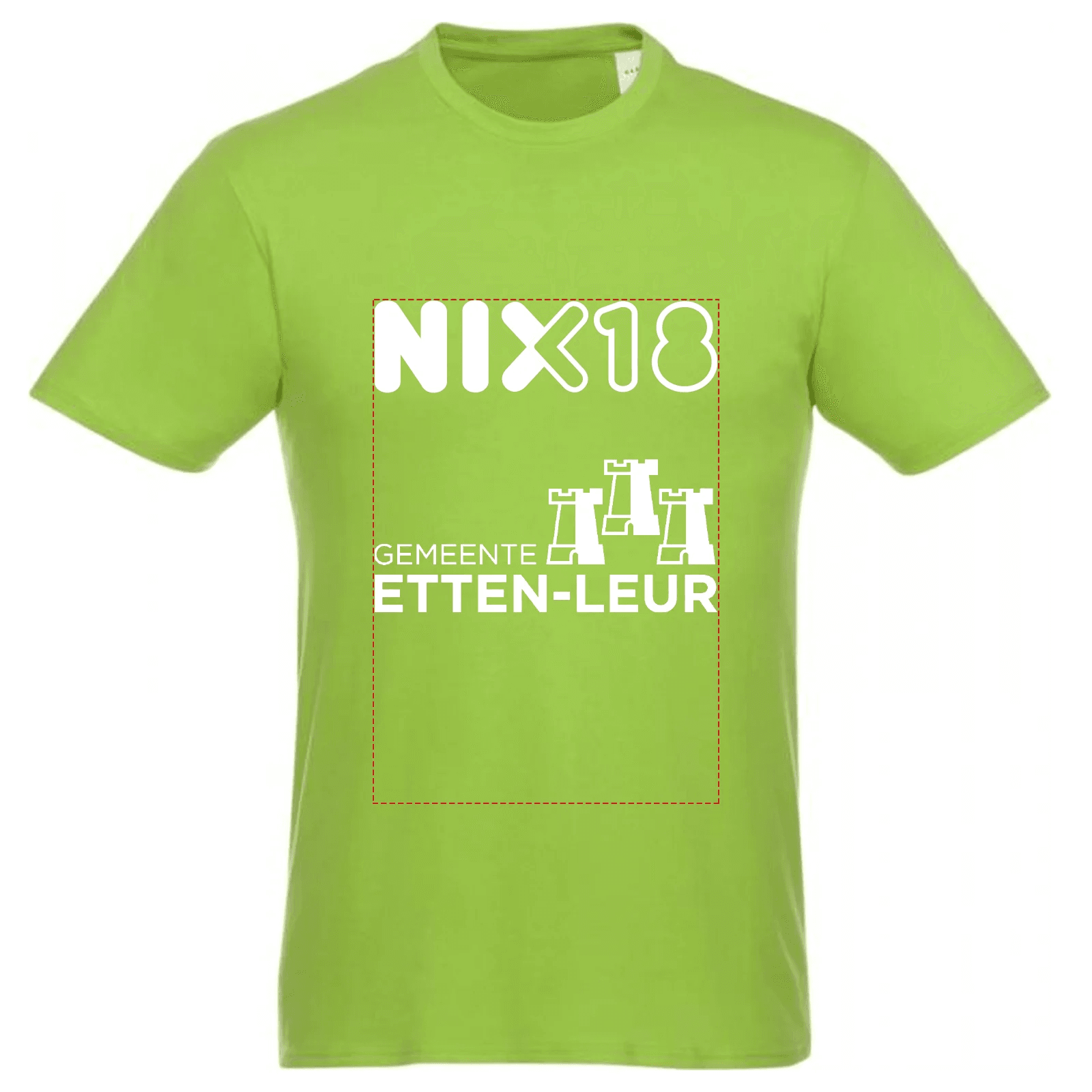 3 mensen bij sta tafel met groene shirtjes en waterflesjes